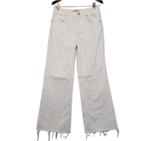 We The Free White Cropped Raw Hem Flare Jeans Size 27 - Picture 14 of 16